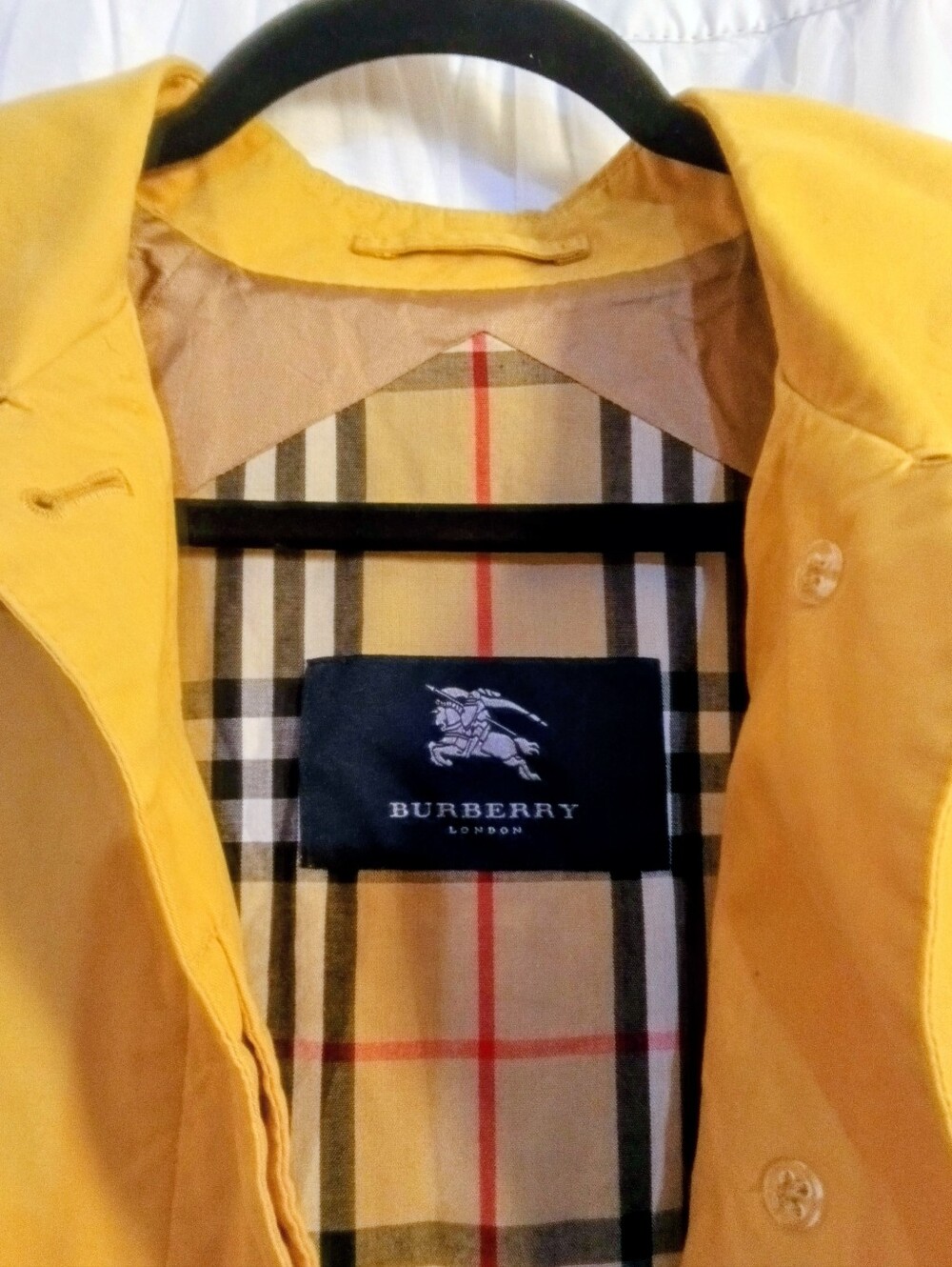 Burberry Yellow Rain Coat with Iconic Check Lining